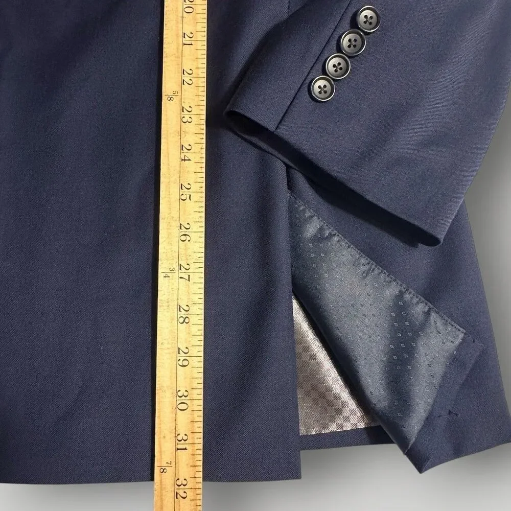 MANTONI Mens 52L Navy Blazer Sport Coat 2 Button Suit Jacket Regular fit